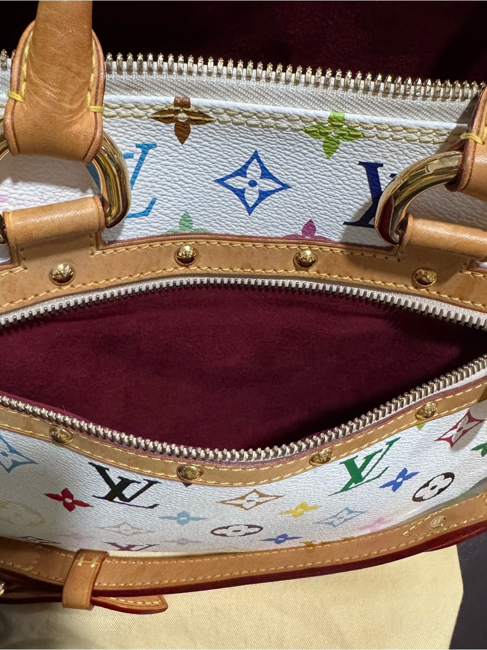 LOUIS VUITTON Takashi Murakami X Louis Vuitton White Monogram Multicolore Rita - Picture 9 of 15
